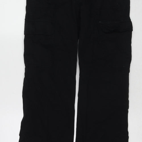 Zara Womens Black Cotton Wide-Leg Jeans Size 8 L30 in Regular Zip