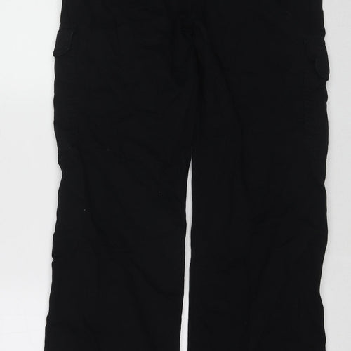 Zara Womens Black Cotton Wide-Leg Jeans Size 8 L30 in Regular Zip