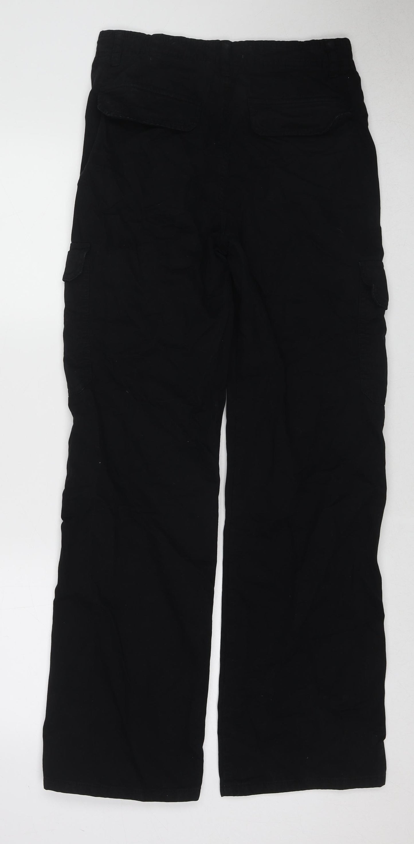 Zara Womens Black Cotton Wide-Leg Jeans Size 8 L30 in Regular Zip