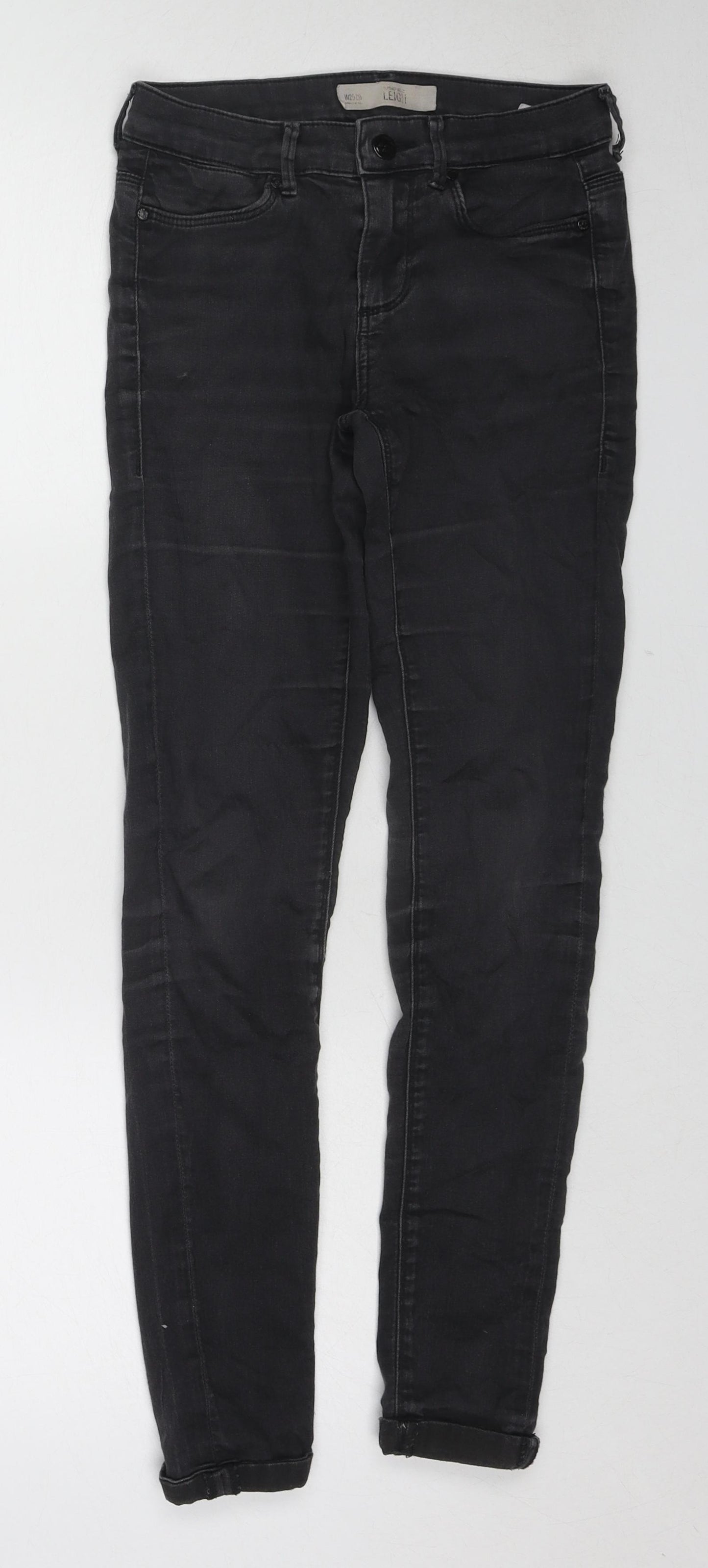 Topshop Womens Black Cotton Skinny Jeans Size 25 in L30 in Regular Zip