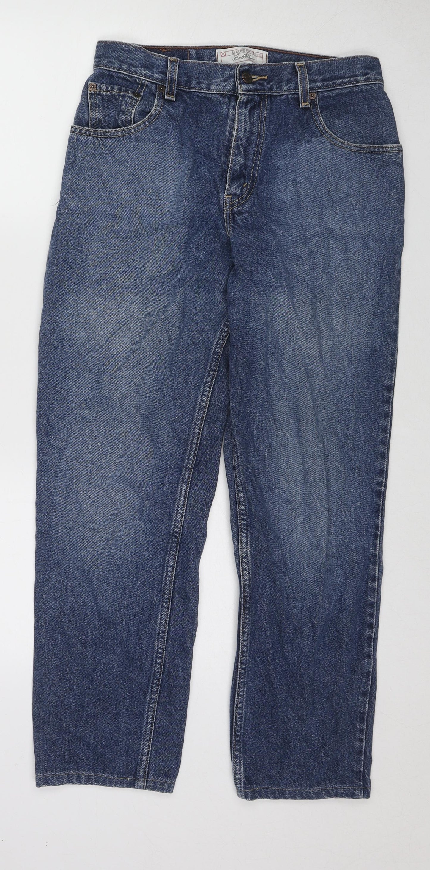 Levi's Womens Blue Cotton Straight Jeans Size 30 in L28 in Regular Zip