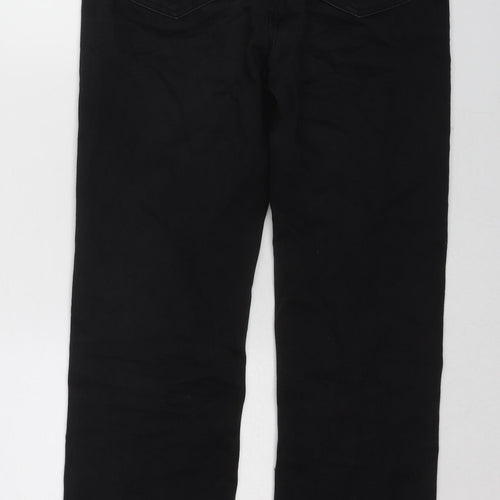 Marks and Spencer Womens Black Cotton Straight Jeans Size 10 L27 in Regular Zip