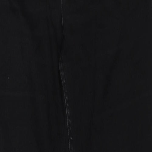 Marks and Spencer Womens Black Cotton Straight Jeans Size 10 L27 in Regular Zip