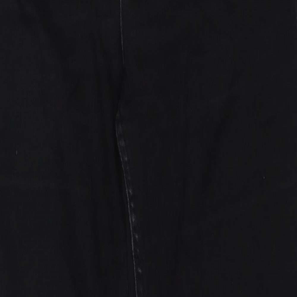 Marks and Spencer Womens Black Cotton Straight Jeans Size 10 L27 in Regular Zip