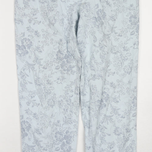 Bianca Womens Blue Floral Cotton Straight Jeans Size 14 L30 in Regular Zip