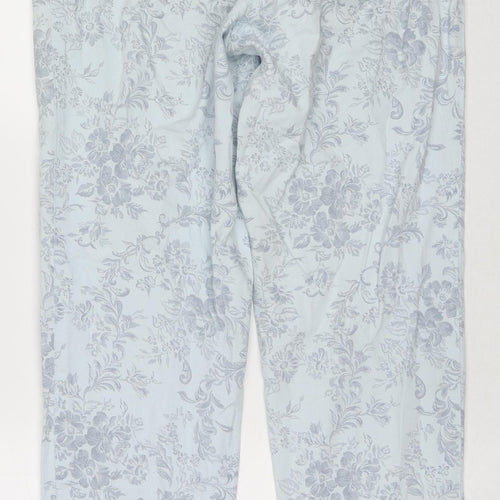 Bianca Womens Blue Floral Cotton Straight Jeans Size 14 L30 in Regular Zip