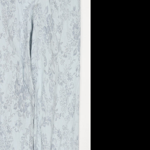 Bianca Womens Blue Floral Cotton Straight Jeans Size 14 L30 in Regular Zip