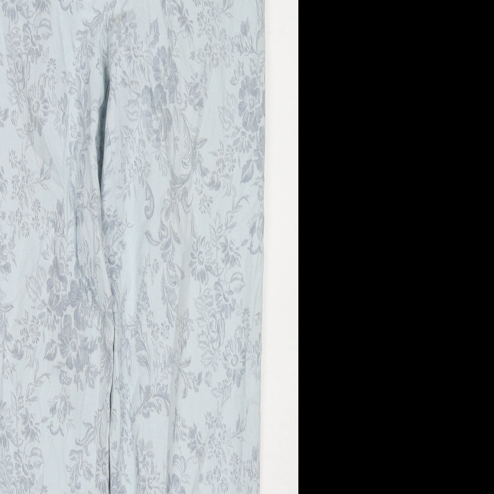 Bianca Womens Blue Floral Cotton Straight Jeans Size 14 L30 in Regular Zip