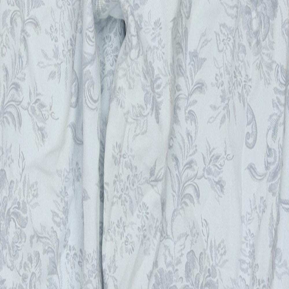 Bianca Womens Blue Floral Cotton Straight Jeans Size 14 L30 in Regular Zip