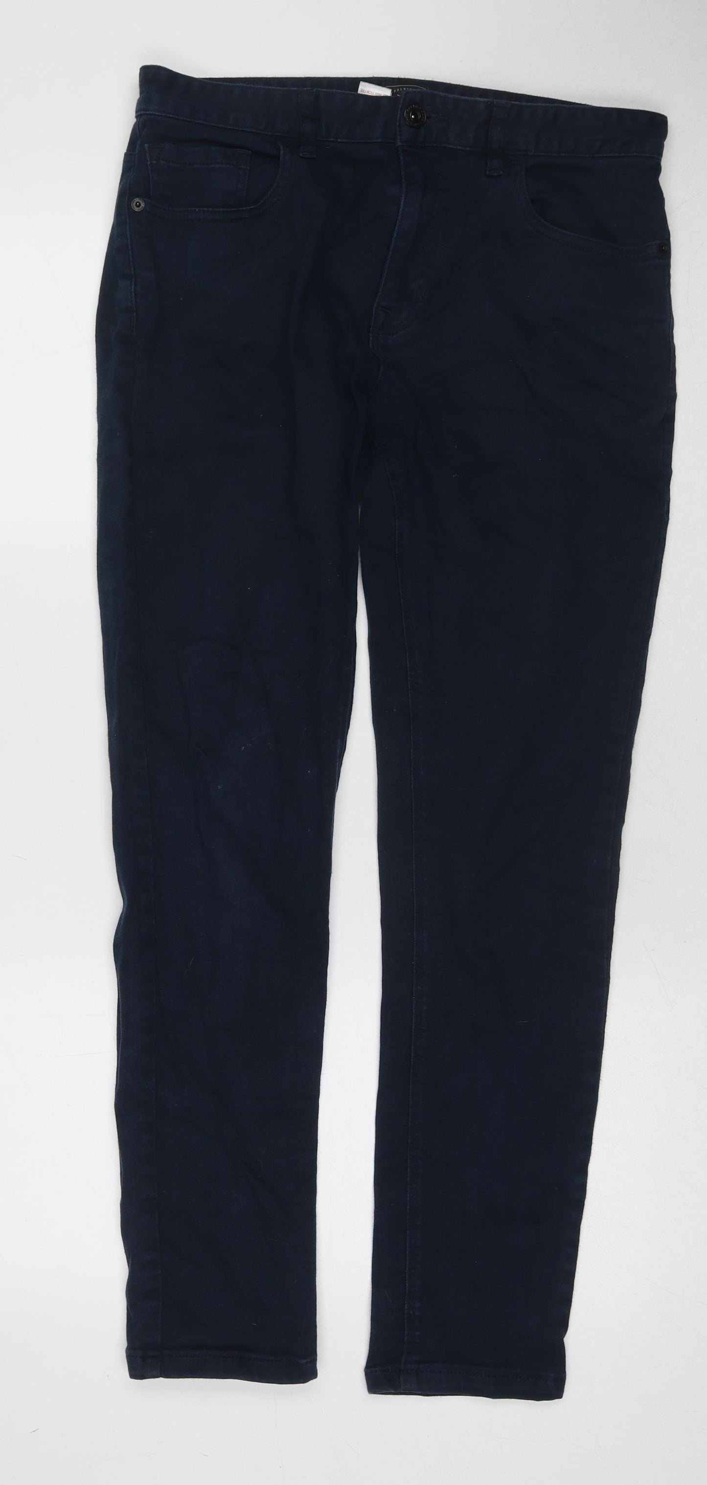 NEXT Womens Blue Cotton Straight Jeans Size 32 in L31 in Regular Zip