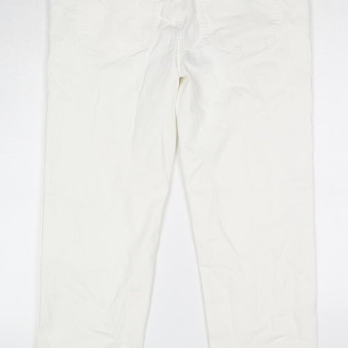 Marks and Spencer Womens White Cotton Straight Jeans Size 16 L27 in Regular Zip