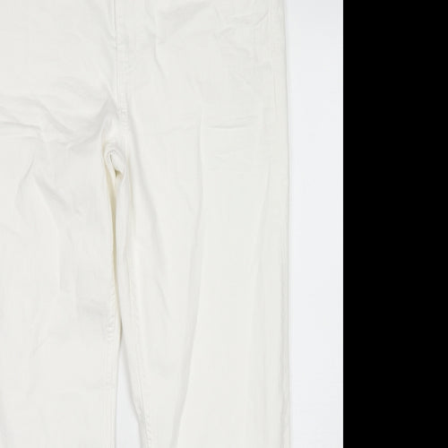 Marks and Spencer Womens White Cotton Straight Jeans Size 16 L27 in Regular Zip