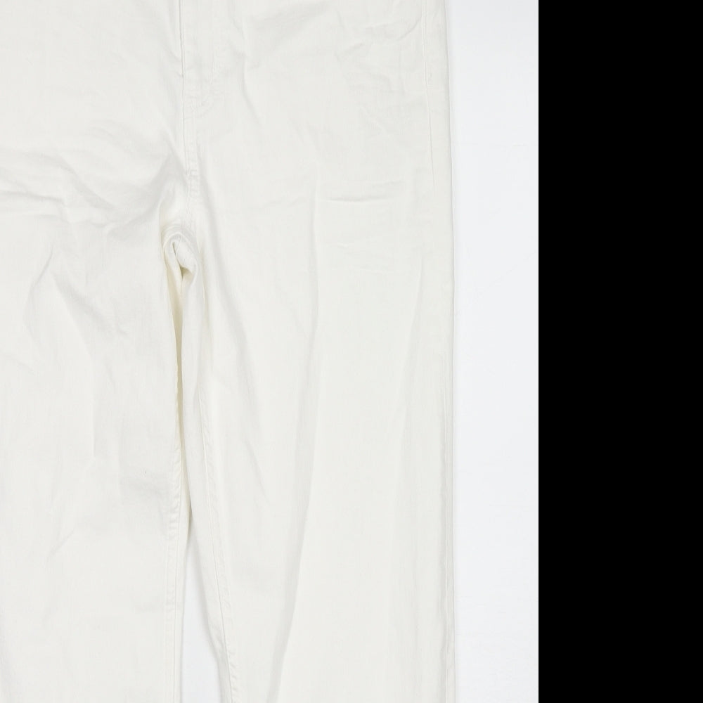 Marks and Spencer Womens White Cotton Straight Jeans Size 16 L27 in Regular Zip