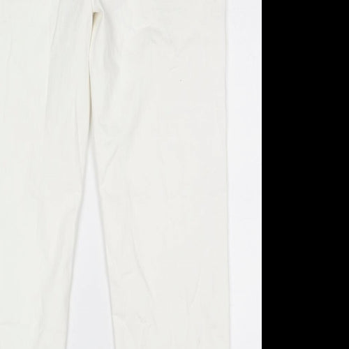 Marks and Spencer Womens White Cotton Straight Jeans Size 16 L27 in Regular Zip