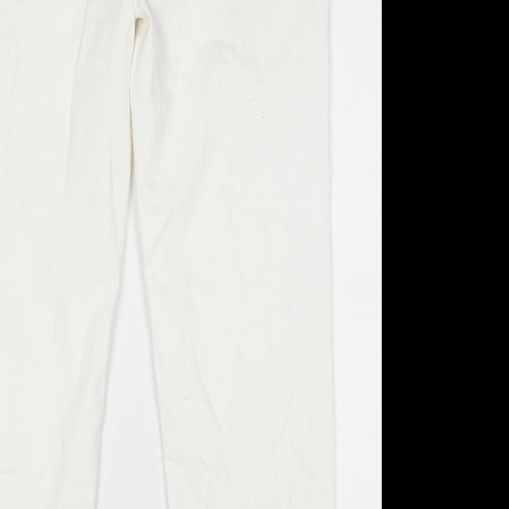 Marks and Spencer Womens White Cotton Straight Jeans Size 16 L27 in Regular Zip