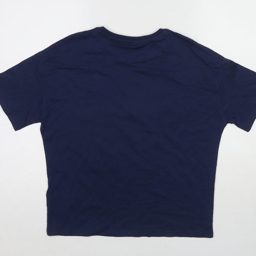 Marks and Spencer Boys Blue Cotton Basic T-Shirt Size 12-13 Years Round Neck Pullover - New York City