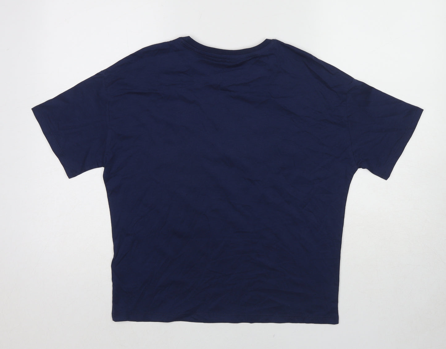 Marks and Spencer Boys Blue Cotton Basic T-Shirt Size 12-13 Years Round Neck Pullover - New York City