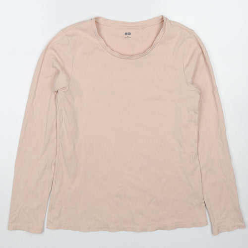 Uniqlo Womens Pink Cotton Basic T-Shirt Size M Crew Neck