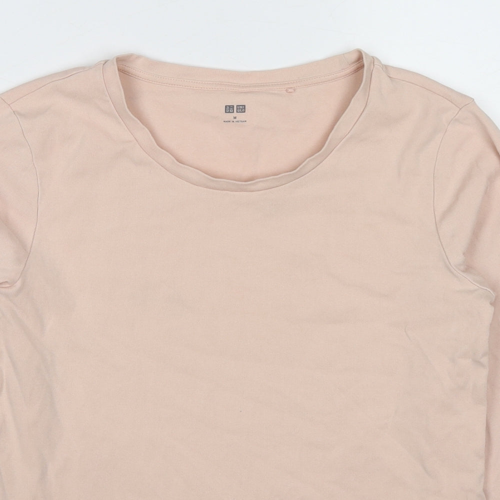 Uniqlo Womens Pink Cotton Basic T-Shirt Size M Crew Neck