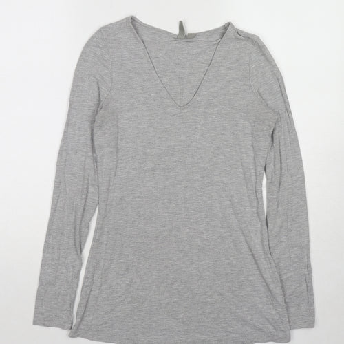 ASOS Womens Grey Viscose Basic T-Shirt Size 6 V-Neck