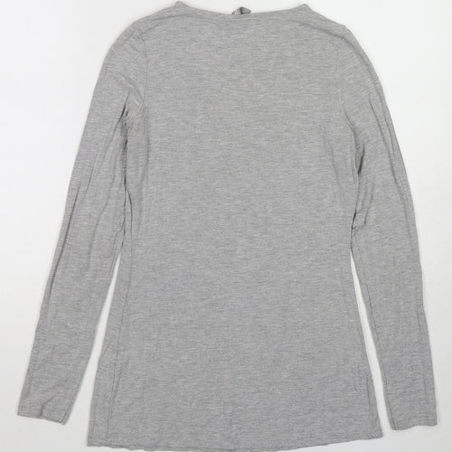 ASOS Womens Grey Viscose Basic T-Shirt Size 6 V-Neck
