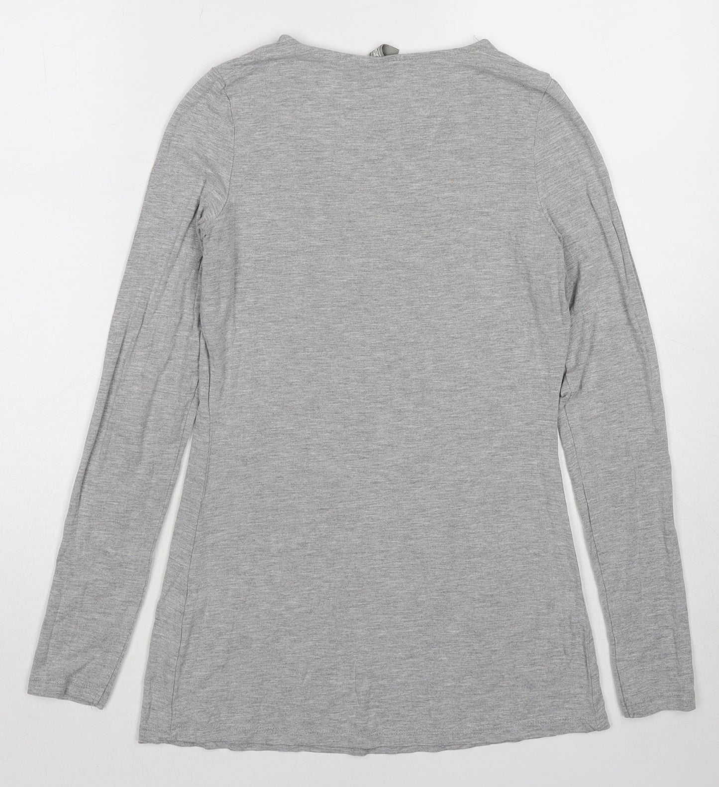 ASOS Womens Grey Viscose Basic T-Shirt Size 6 V-Neck