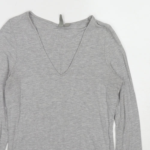 ASOS Womens Grey Viscose Basic T-Shirt Size 6 V-Neck