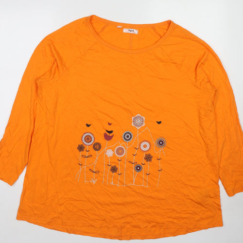 BPC Collection Womens Orange Cotton Basic T-Shirt Size XL Crew Neck