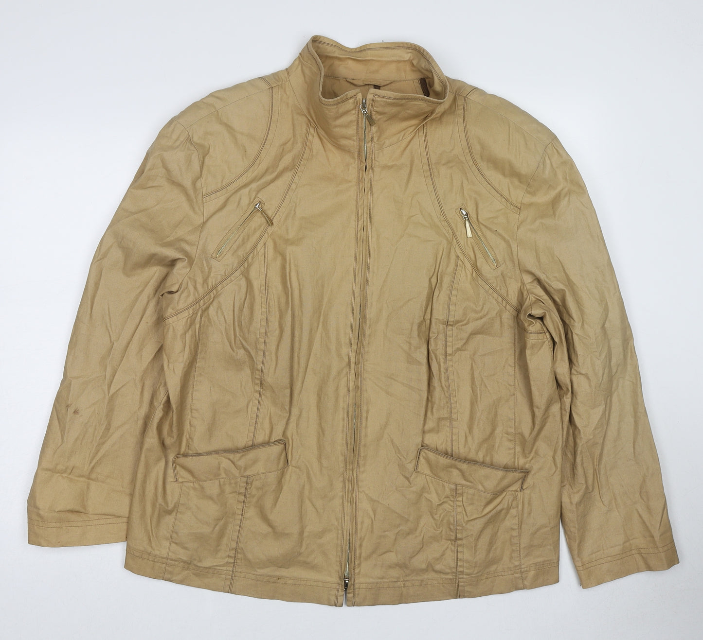 Isabell Womens Beige Jacket Size 20 Zip
