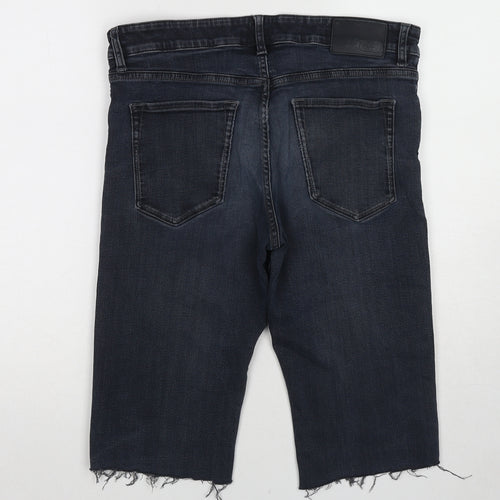HUGO BOSS Mens Blue Cotton Biker Shorts Size 34 in L14 in Regular Zip