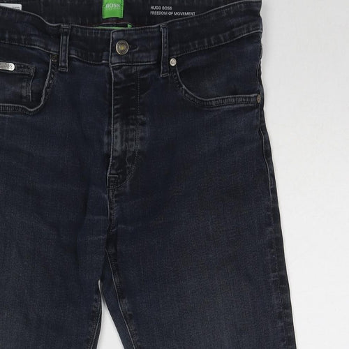 HUGO BOSS Mens Blue Cotton Biker Shorts Size 34 in L14 in Regular Zip