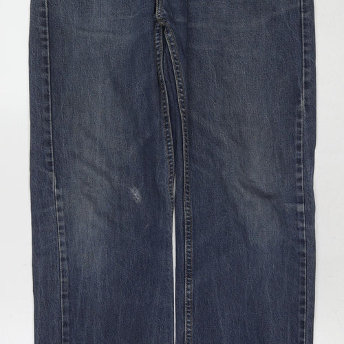 Levi's Womens Blue Cotton Straight Jeans Size 32 in L30 in Regular Zip