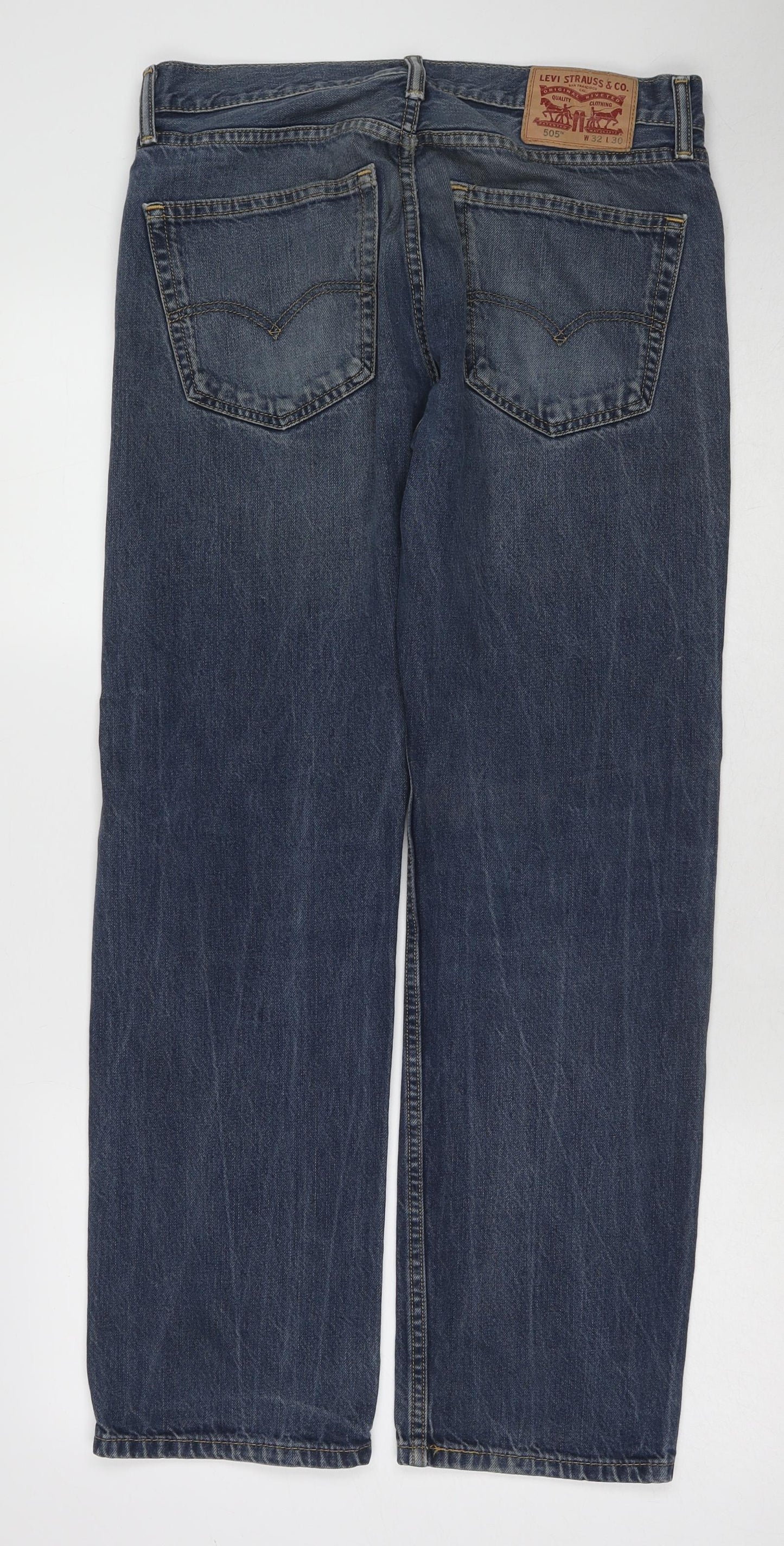 Levi's Womens Blue Cotton Straight Jeans Size 32 in L30 in Regular Zip