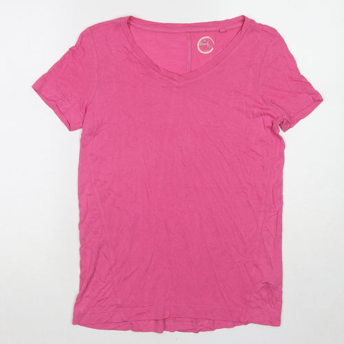 NEXT Womens Pink Cotton Basic T-Shirt Size 6 V-Neck