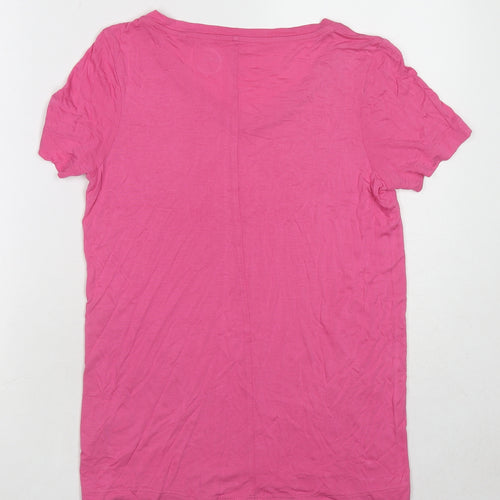 NEXT Womens Pink Cotton Basic T-Shirt Size 6 V-Neck