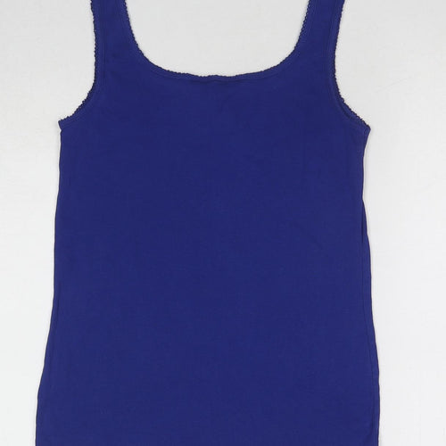 Dorothy Perkins Womens Blue Cotton Basic Tank Size 12 Round Neck