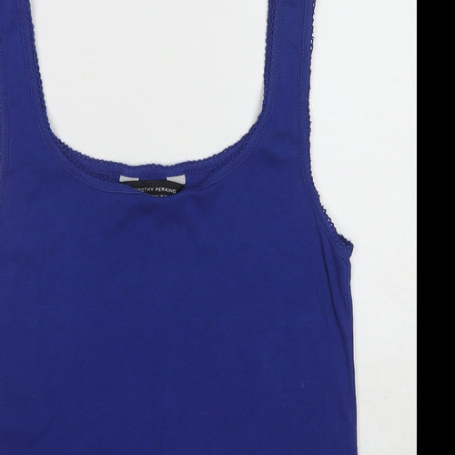 Dorothy Perkins Womens Blue Cotton Basic Tank Size 12 Round Neck