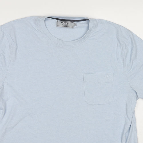 Maine Mens Blue Cotton T-Shirt Size M Round Neck