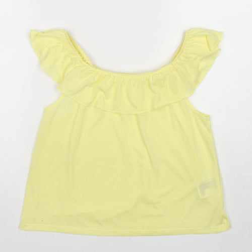 H&M Girls Yellow Cotton Basic Tank Size 11-12 Years Off the Shoulder Pullover