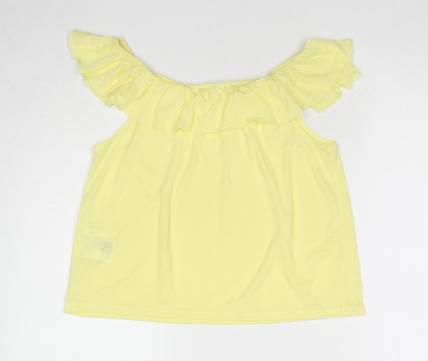 H&M Girls Yellow Cotton Basic Tank Size 11-12 Years Off the Shoulder Pullover