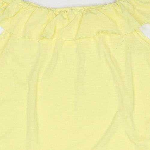 H&M Girls Yellow Cotton Basic Tank Size 11-12 Years Off the Shoulder Pullover