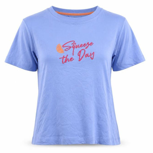 Marks and Spencer Womens Blue Cotton Basic T-Shirt Size S Round Neck - Squeeze the Day
