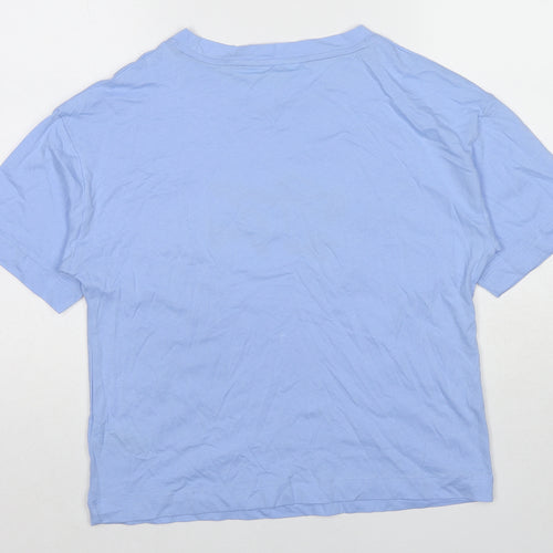 Marks and Spencer Womens Blue Cotton Basic T-Shirt Size S Round Neck - Squeeze the Day