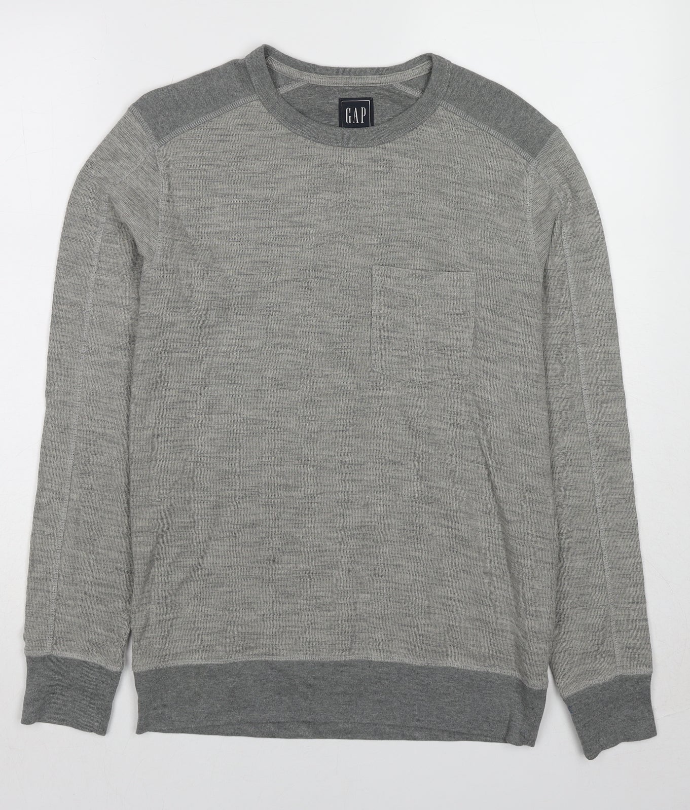 Gap Mens Grey Round Neck Cotton Pullover Jumper Size XS Long Sleeve