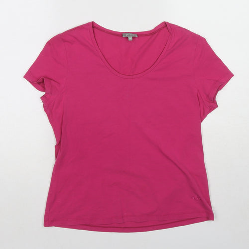 Per Una Womens Pink Cotton Basic T-Shirt Size 16 Scoop Neck