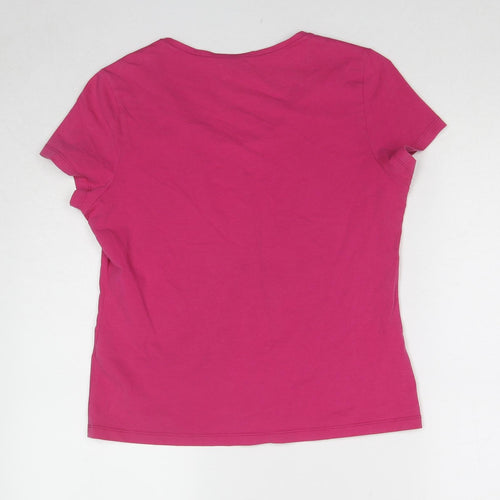 Per Una Womens Pink Cotton Basic T-Shirt Size 16 Scoop Neck