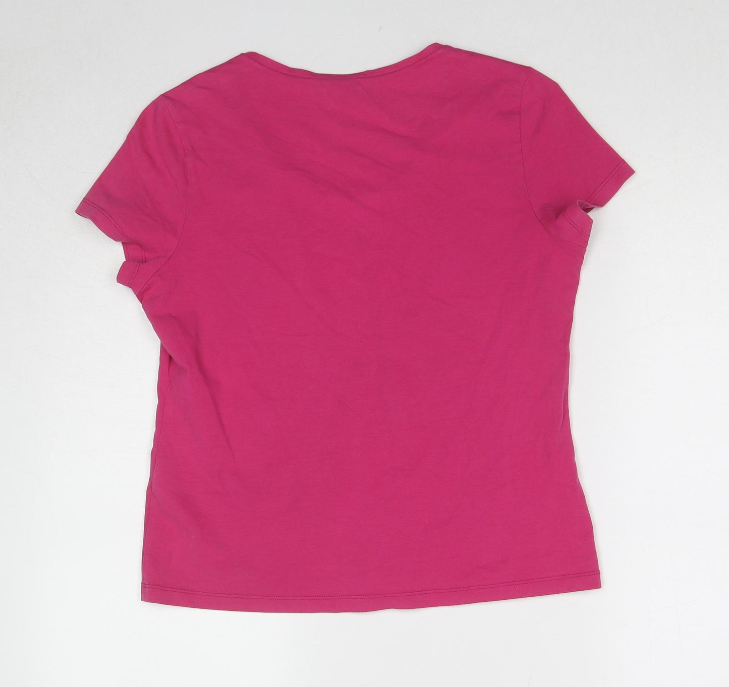 Per Una Womens Pink Cotton Basic T-Shirt Size 16 Scoop Neck