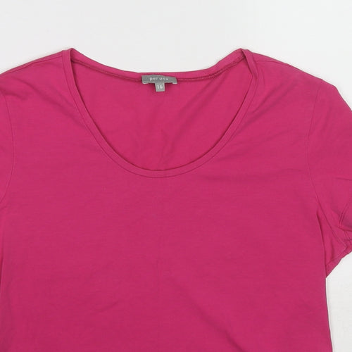 Per Una Womens Pink Cotton Basic T-Shirt Size 16 Scoop Neck