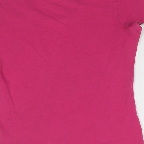Per Una Womens Pink Cotton Basic T-Shirt Size 16 Scoop Neck