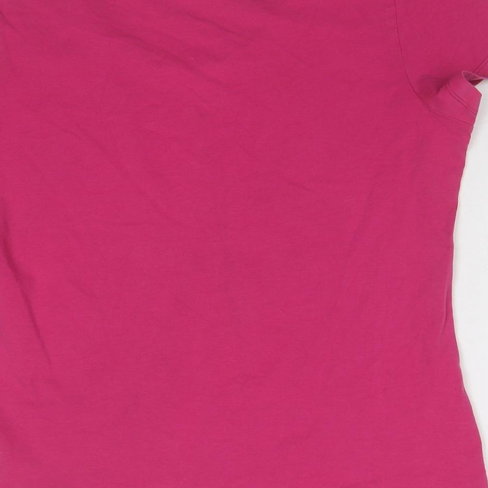 Per Una Womens Pink Cotton Basic T-Shirt Size 16 Scoop Neck